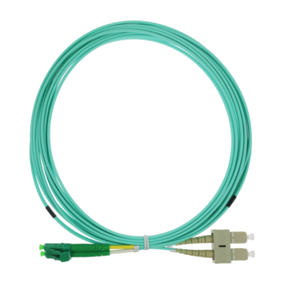 Safire Cable de conexión de fibra óptica dúplex color aqua SF-LC-APC-SC-UPC-OM4-DX-5M